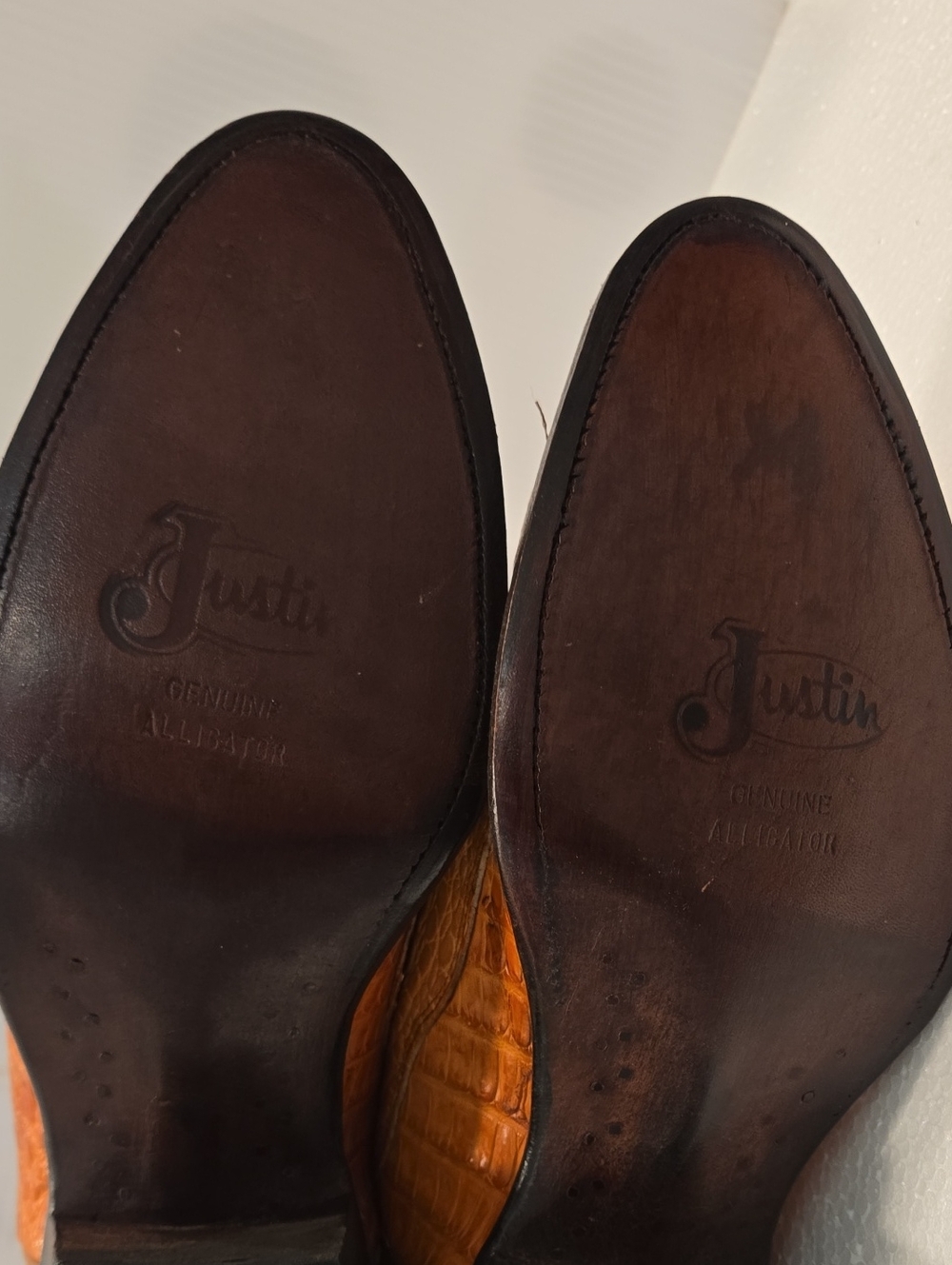 Exotic Leather Justin Boots Men's Cognac Exotic-Textured Cowboy Boots - Picture 8 of 8